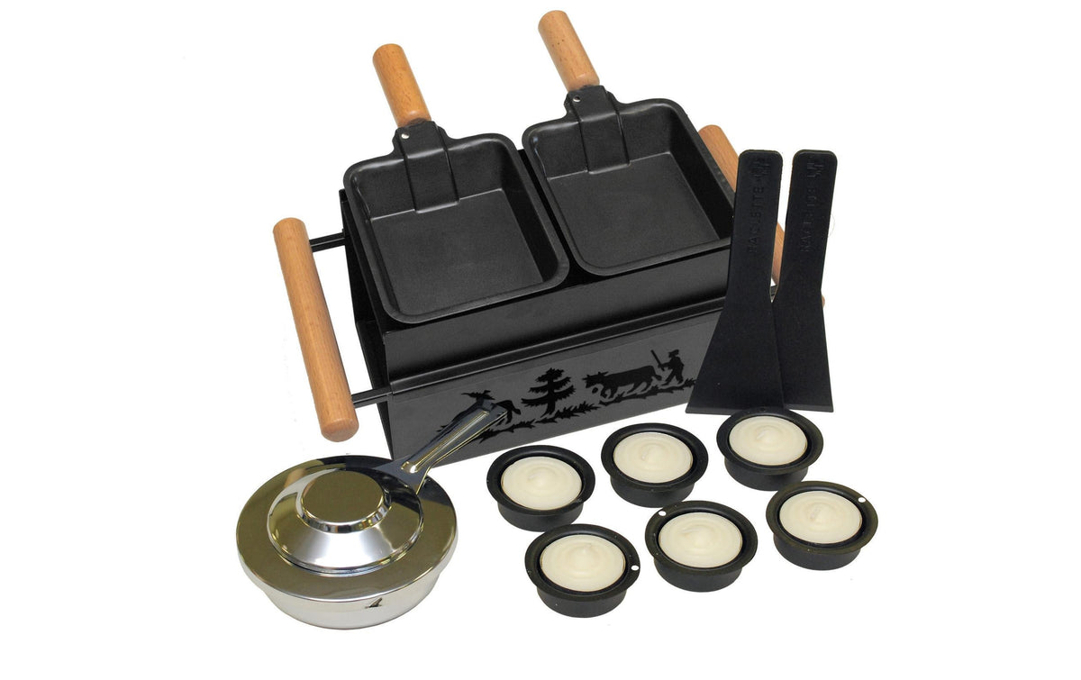 Heidi Cheese Line Raclette Tête-à-Tête 2 Pfännchen, 2 Spachtel, 6 Kerzen,2 Brenner