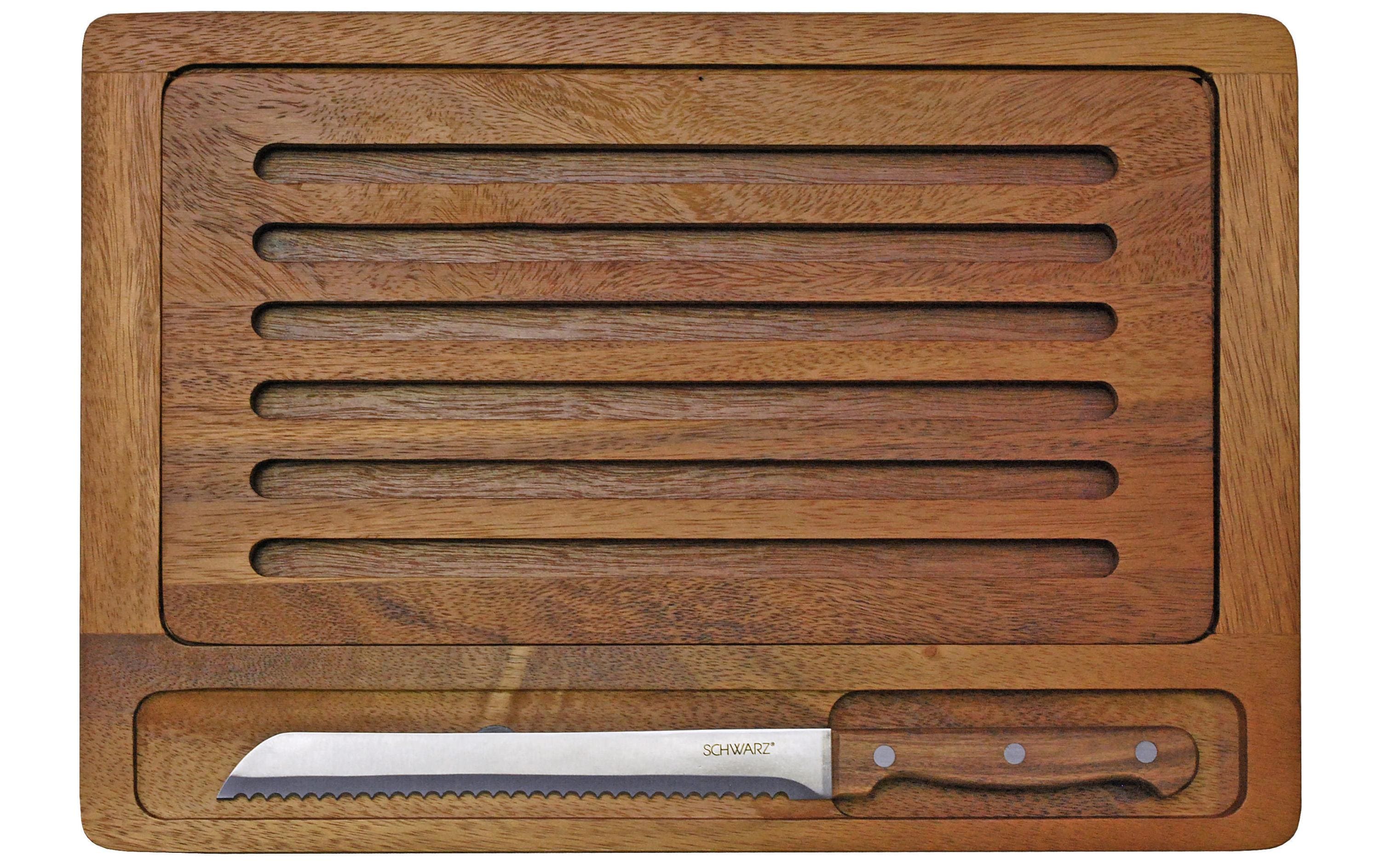 Heidi Cheese Line Brotschneidebrett Akazie 27x38x2.5cm, mit Brotmesser