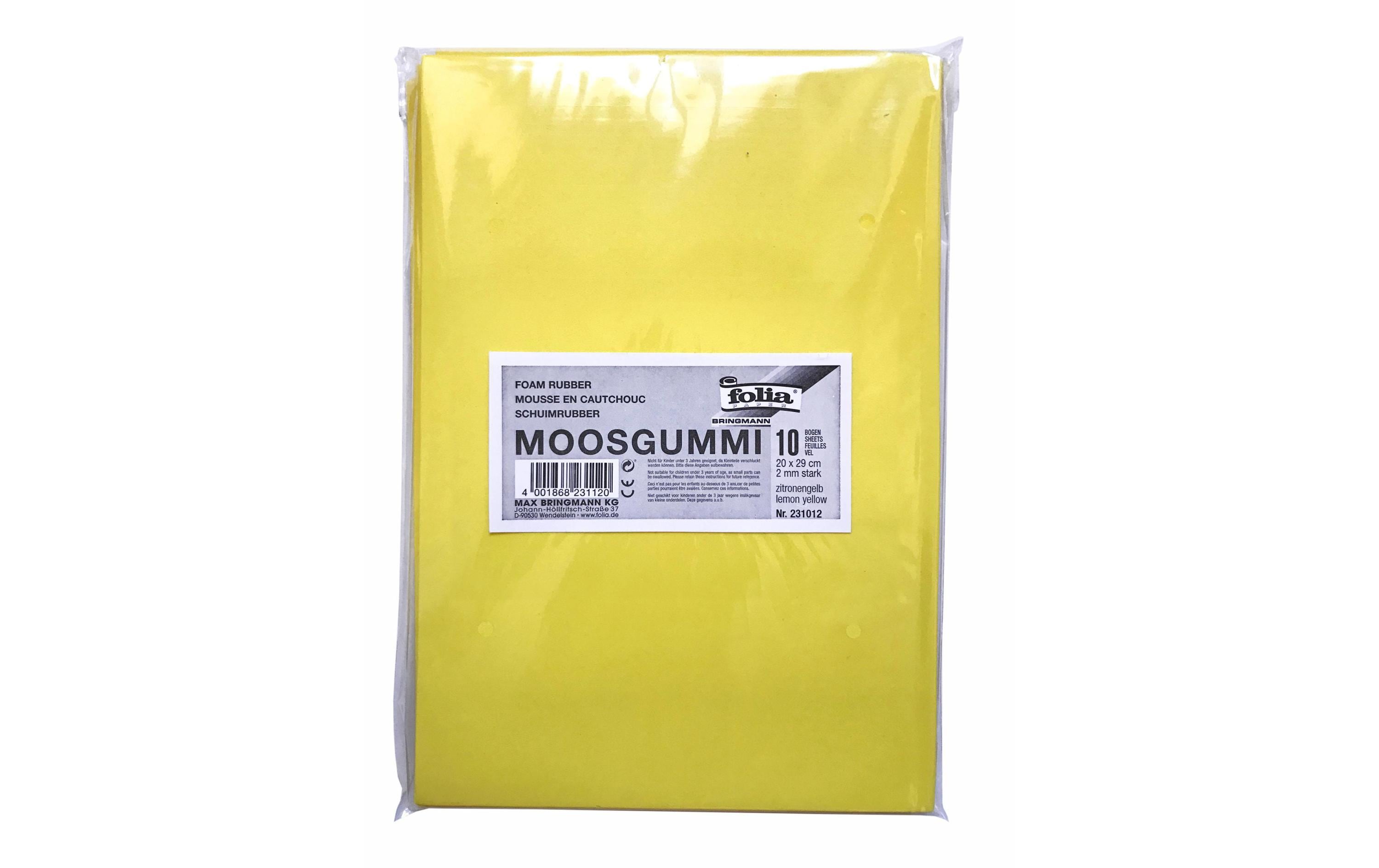 Folia Moosgummi zitronengelb 10 Bogen à 20x29cm