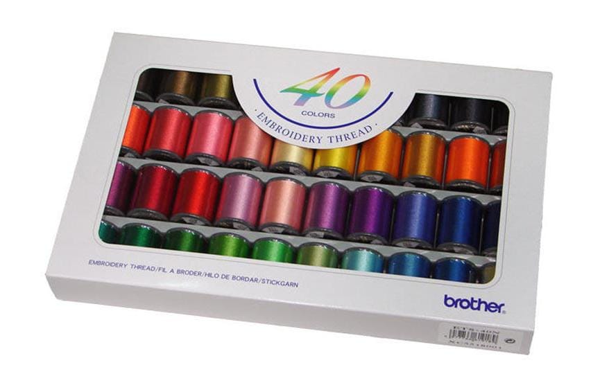 Brother Zubehör Stickfäden Set mit 40 Farben Hochglanzgarn (ETS40)
