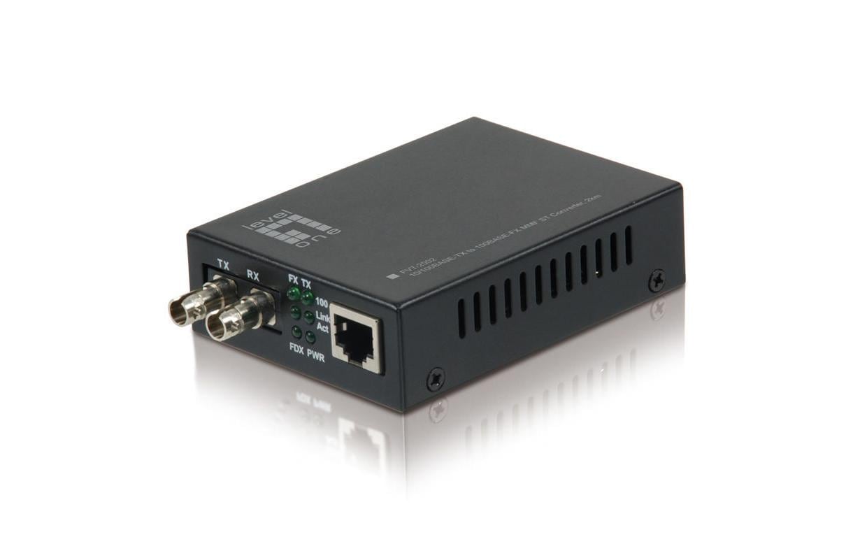 LevelOne FVT-2002: Media Konverter RJ45-ST 100Mbps Ethernet, 100FX ST, Multimode, 2km