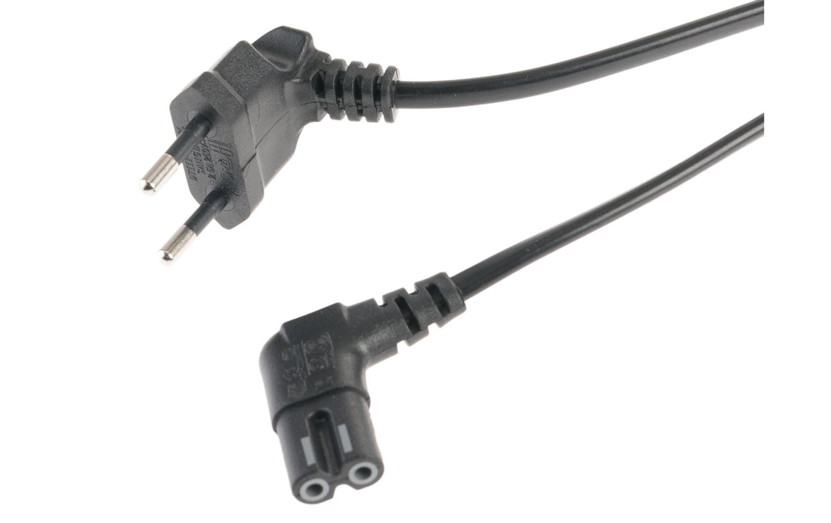 Netzkabel Euro T26 - C7, 2 m schwarz T26 geweinkelt, C7 gewinkelt