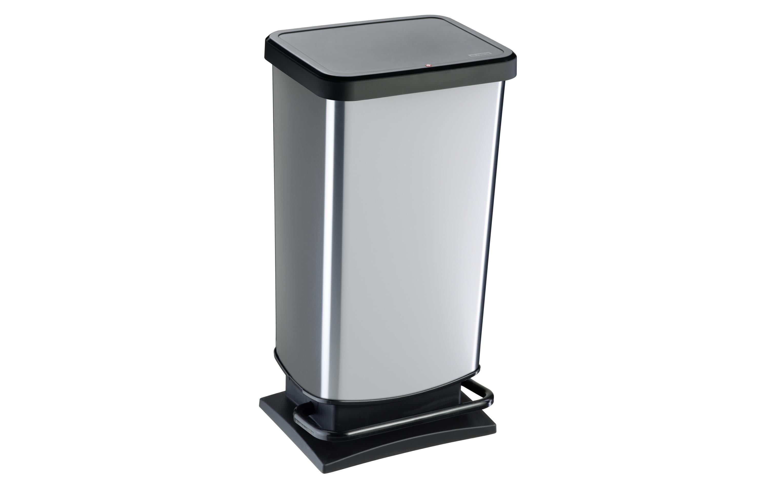 Rotho Treteimer Paso silber metallic Fassungsvermögen 40 Liter