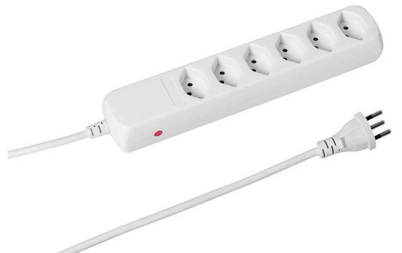 STEFFEN POWER EASY Steckerleiste, 6xT13 weiss, mit Reset-Knopf, 1.5m Kabel