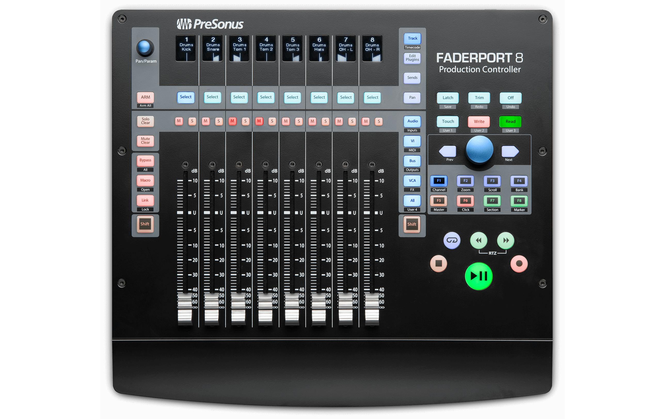 Presonus FaderPort 8 DAW Kontroller, Transport, Motorfader