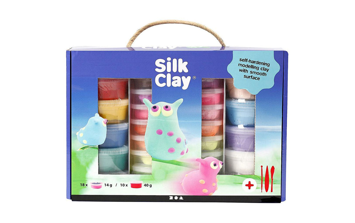 Creativ Company Silk Clay Set 10 x 40 g, 18 x 14 g, Modellierwerkzeug