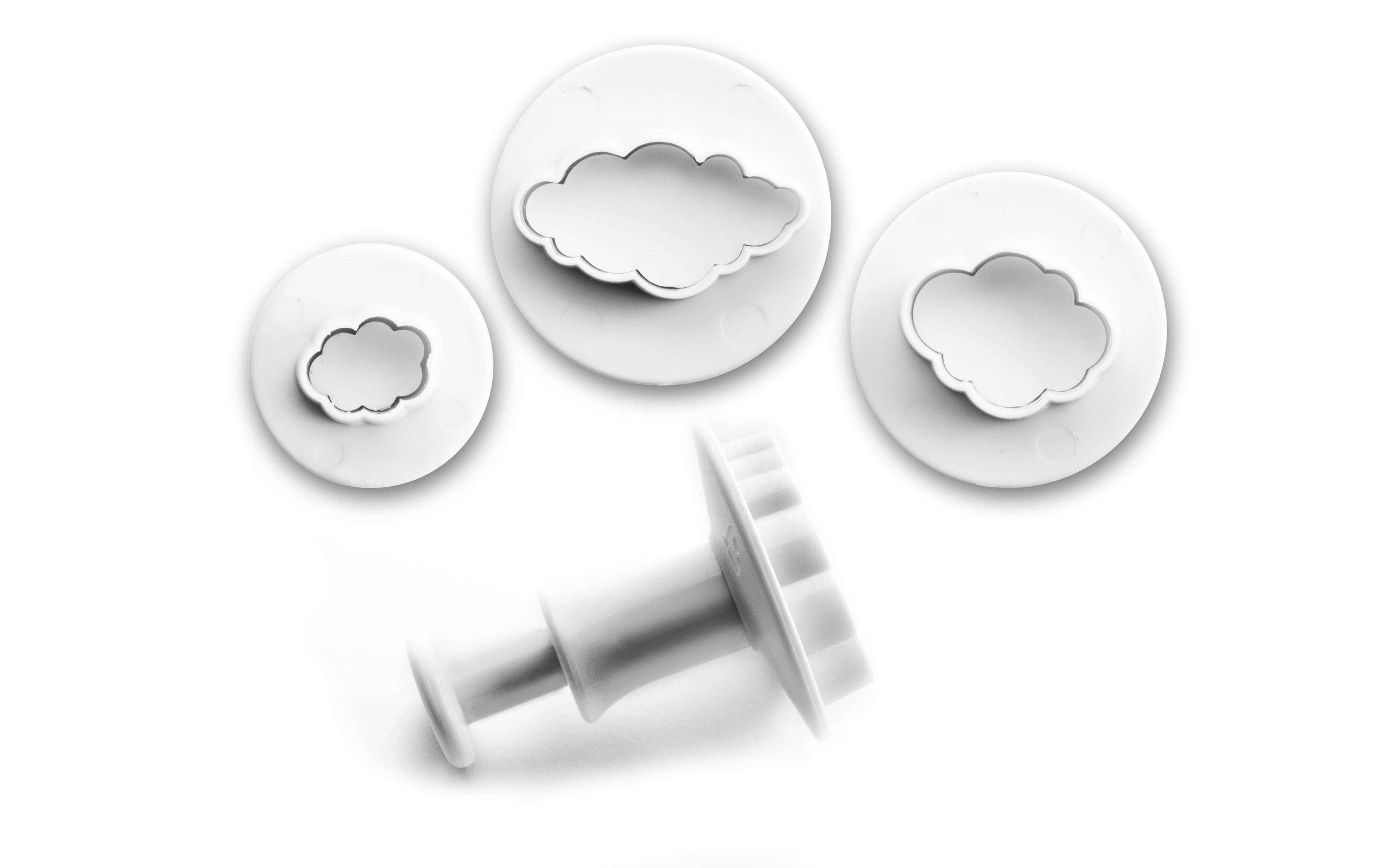 Ibili Fondant Ausstecher Wolke 3er Set mit Auswerffunktion