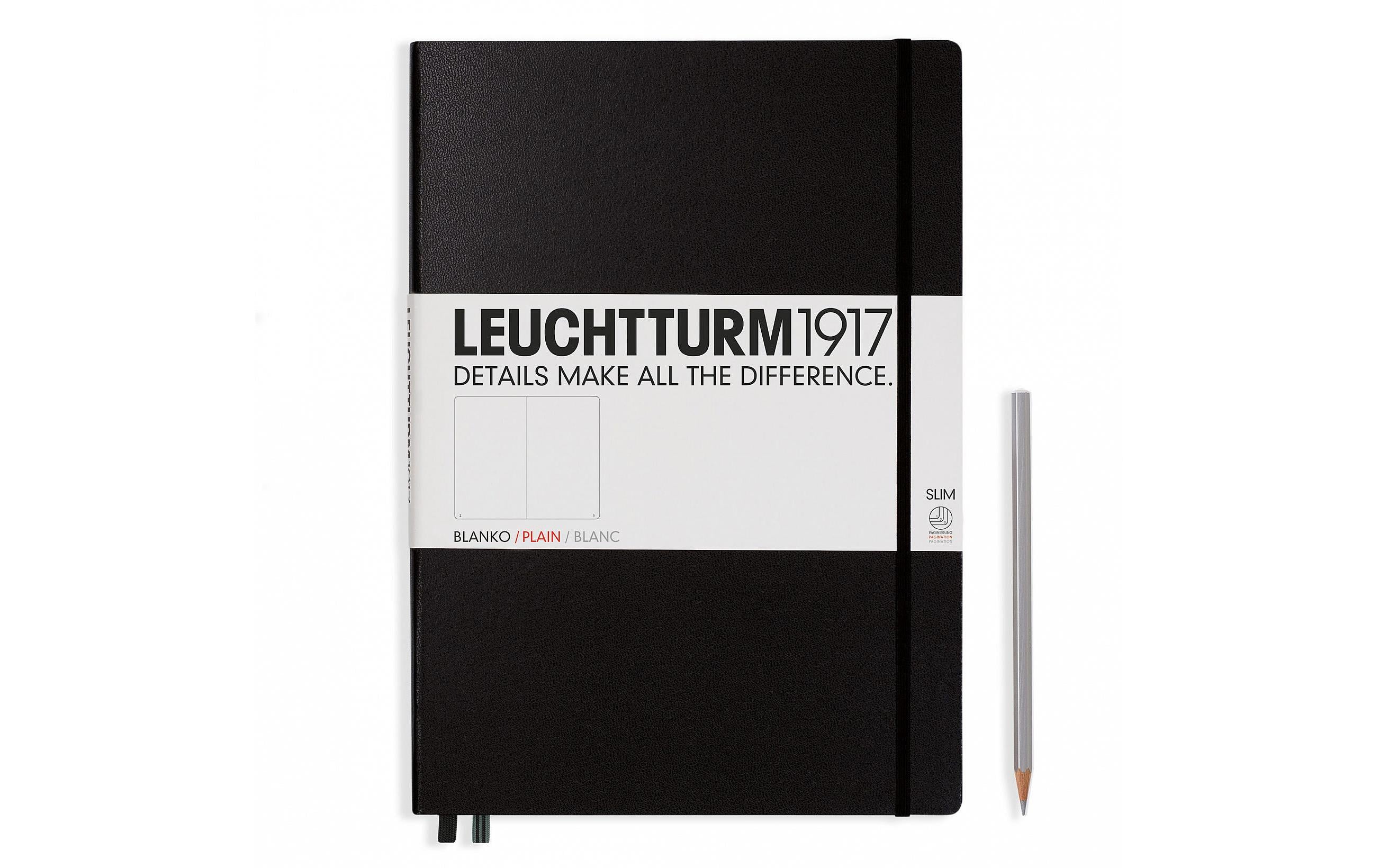 Leuchtturm Notizbuch Master Slim A4 blanko schwarz, 121 Seiten