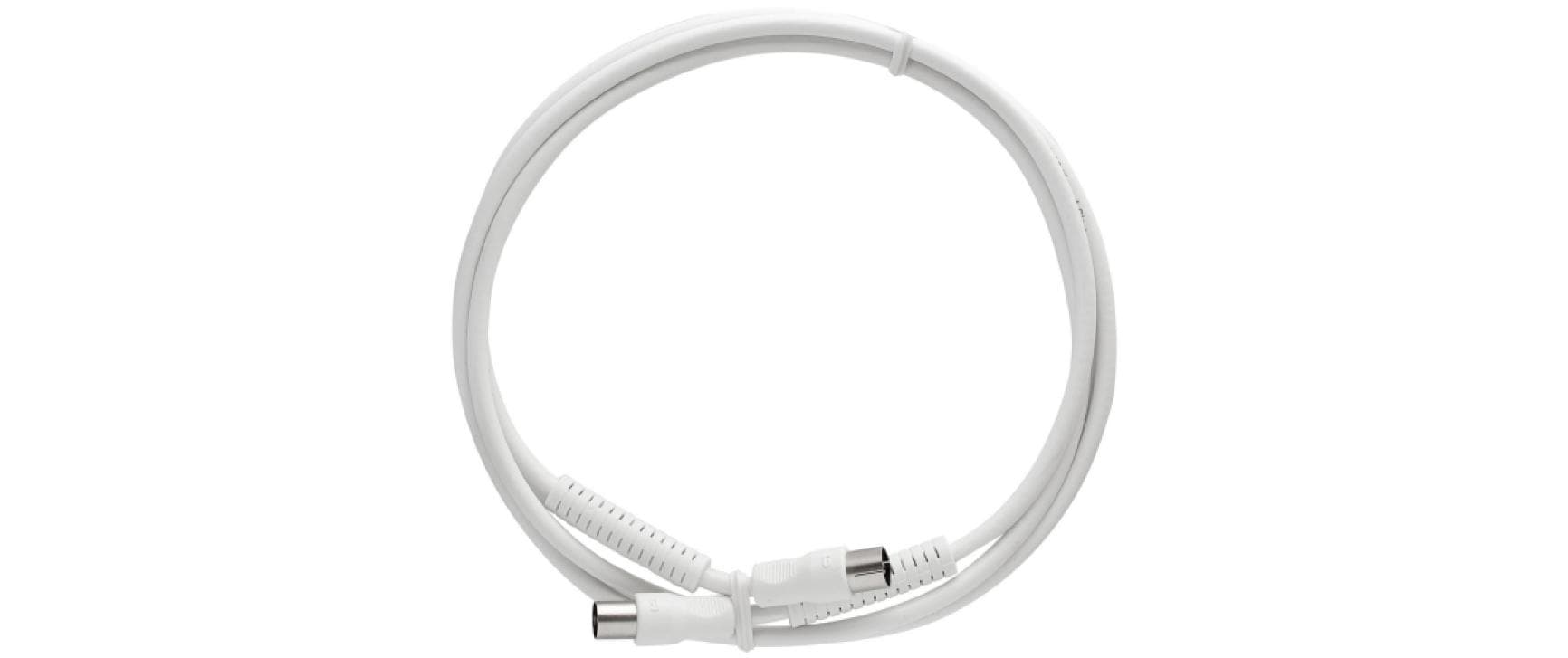 Antennenkabel, 1.5m, hochgeschirmt Antennenstecker gerade, 75 Ohm, weiss