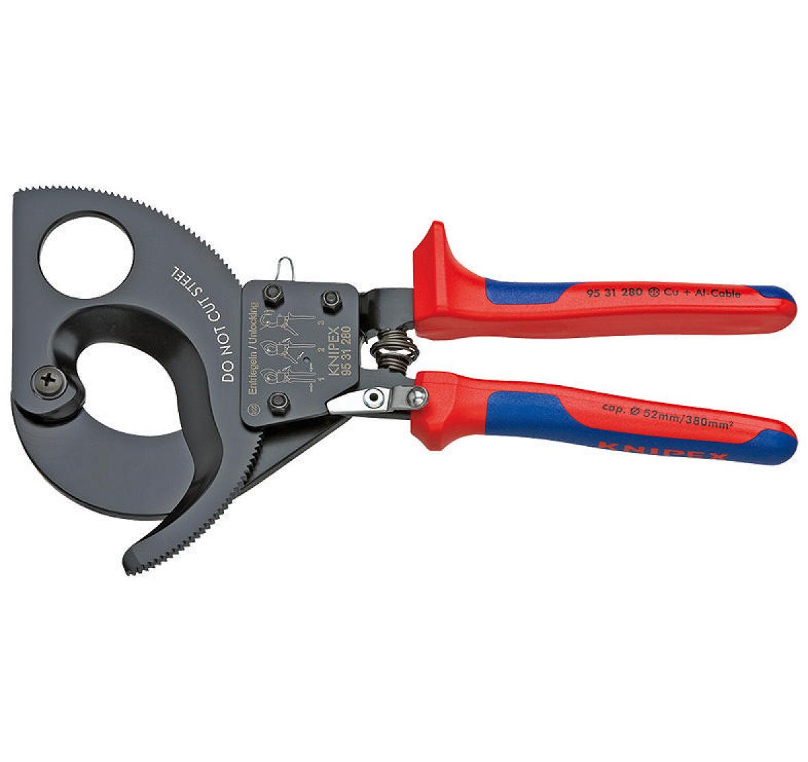 Kabelschneider Ratschenprinzip 280 mm für Cu-Kabel bis 52 Ø mm oder 380 mm²