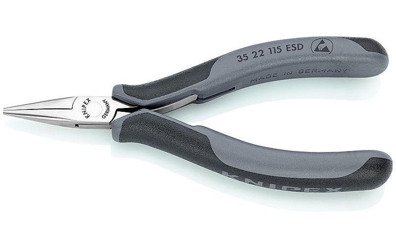 Elektronik-Greifzange ESD spiegelpoliert 115 mm flach-runde Backen