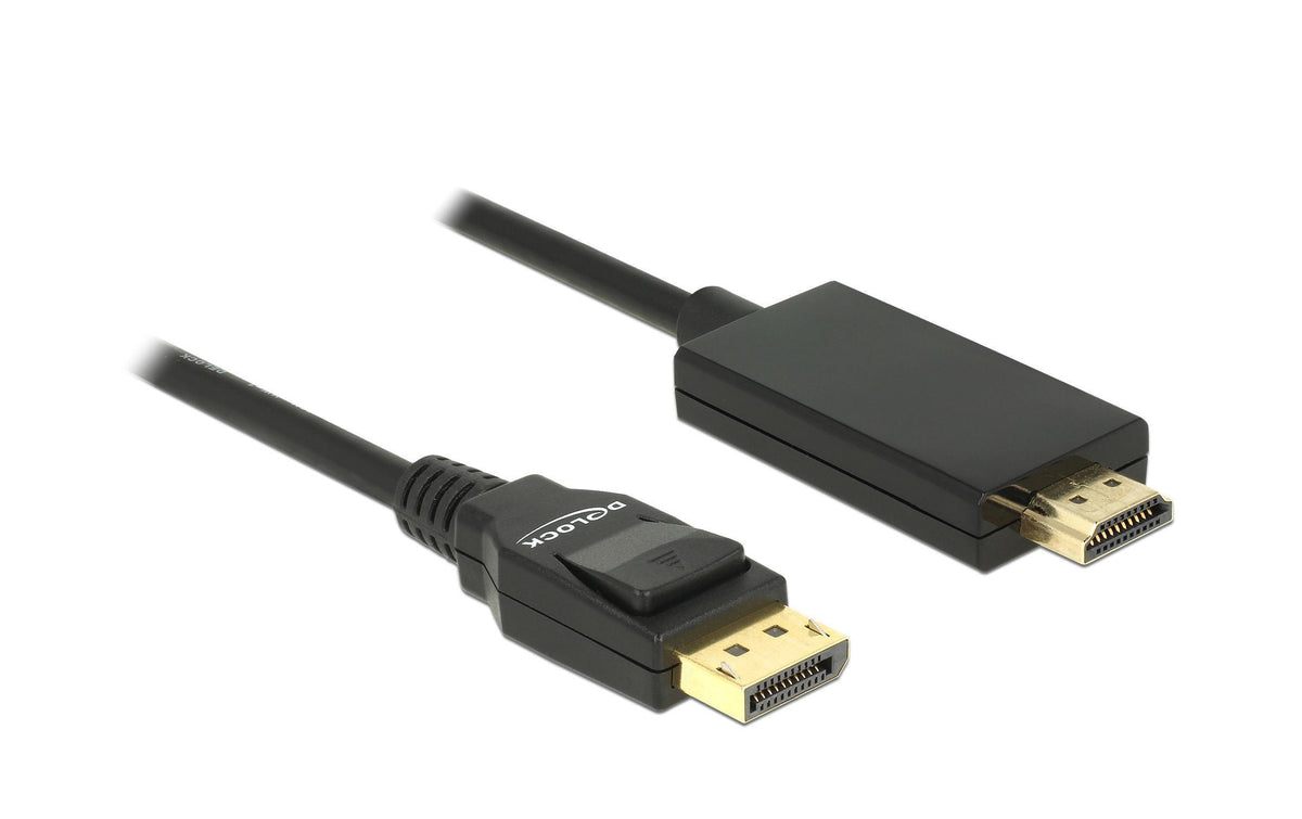 Delock DisplayPort - HDMI Kabel, 3m Schwarz, Auflösung 3840x2160@30 Hz, passiv