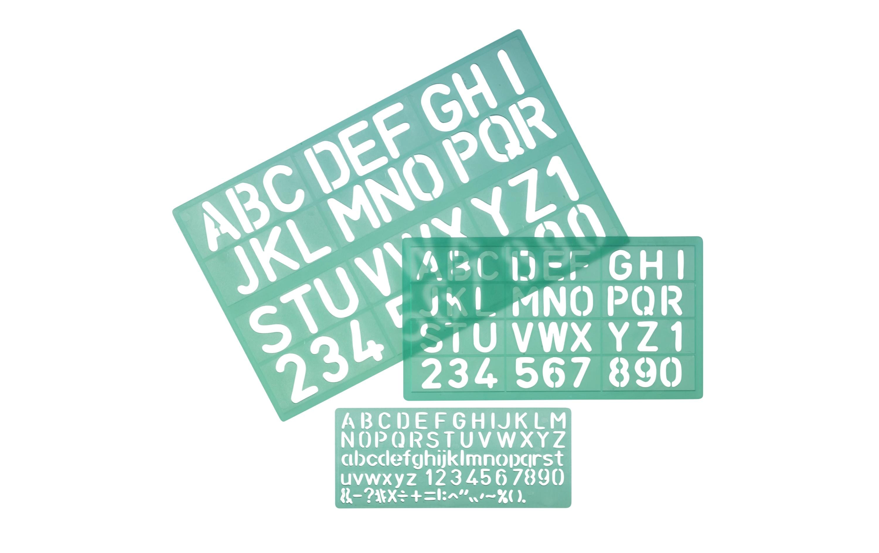 Linex Schriftschablone 3 Stück 10/20/30mm Höhe