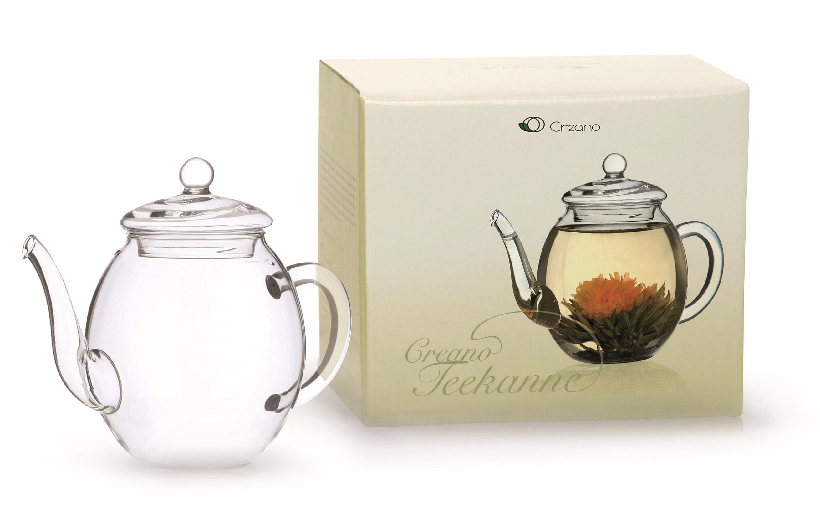 Creano Glas-Teekanne 500ml hitzebeständiges Borosilikatglas