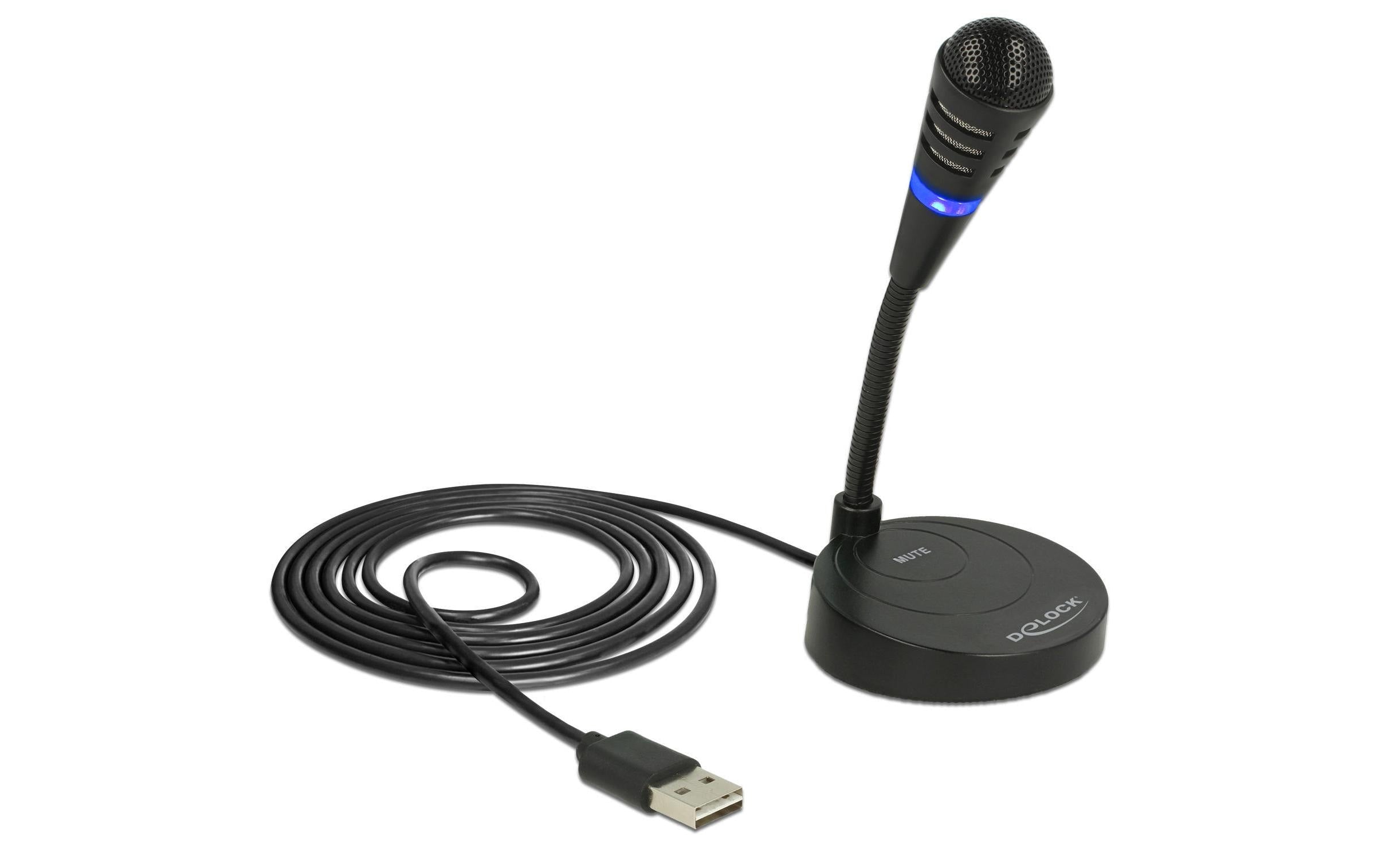 Delock USB Microphon mit Touchmute 1.7m verdrehsicherers USB-Kabel