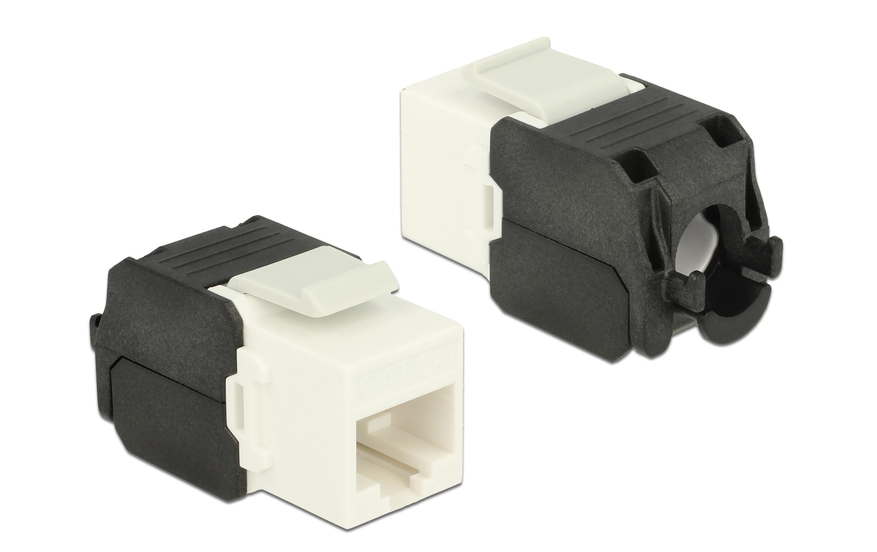 Delock Keystone Modul Cat.6A, UTP, weiss extern: RJ45 Buchse, Intern LSA Leiste