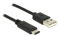 USB2.0-Kabel A-TypC: 50cm, schwarz max. 480Mbps, Typ-C