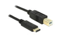 USB2.0-Kabel TypC - B : 50cm, schwarz max. 480Mbps, Typ-C