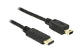 USB2.0-Kabel TypC - MiniB: 50cm, schwarz max. 480Mbps, Typ-C