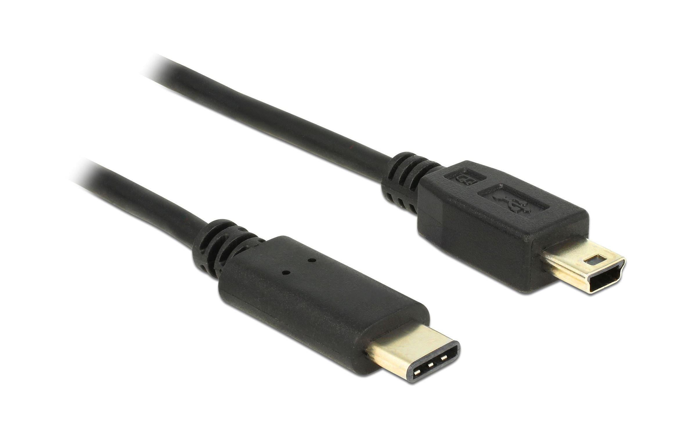 USB2.0-Kabel TypC - MiniB: 50cm, schwarz max. 480Mbps, Typ-C