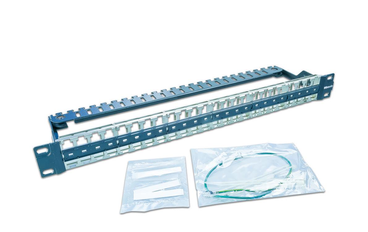 48-Port 1HE 19" Patchpanel, Winkelbar 0/45° Metall, Panel für Slim Keystone Module