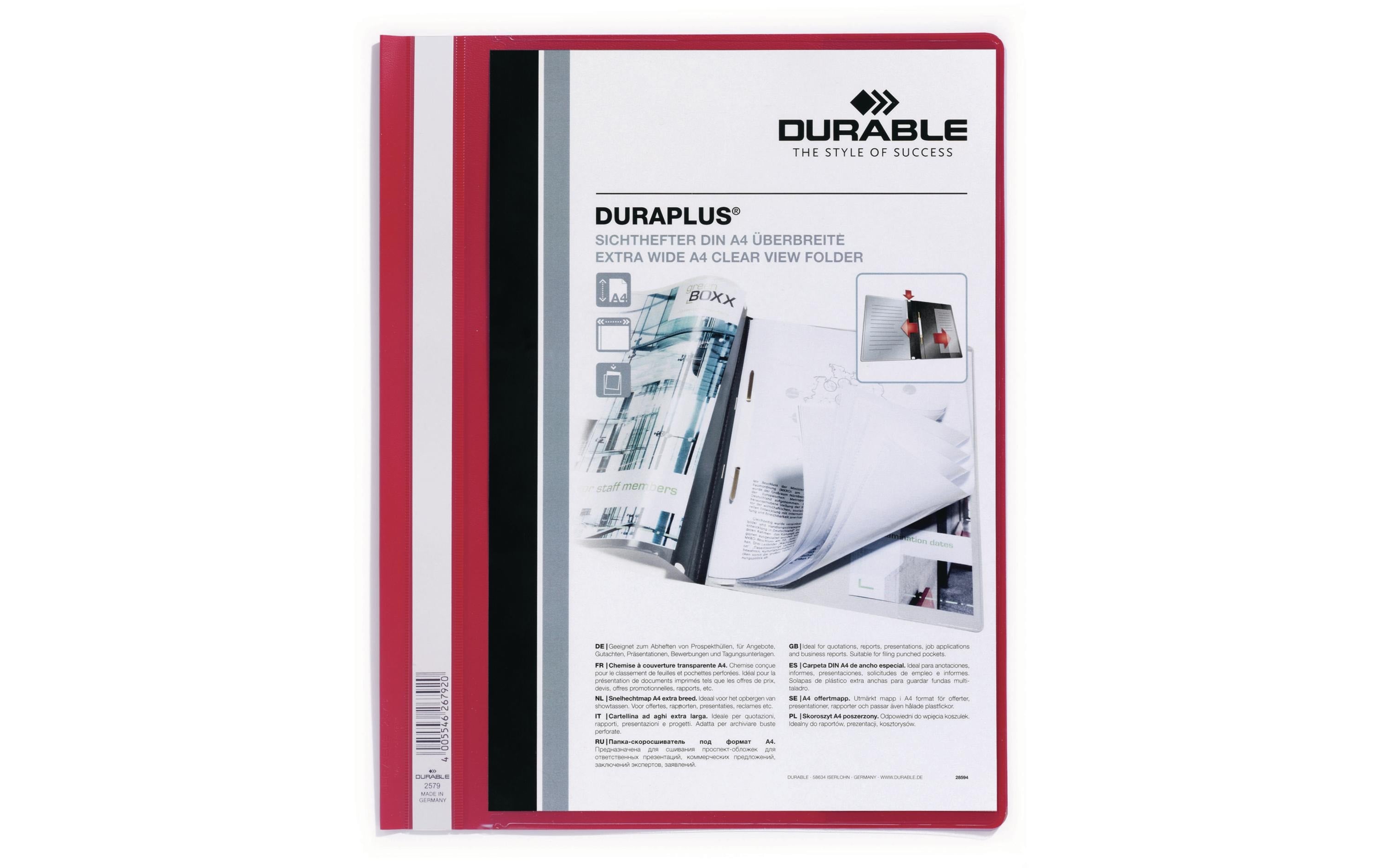 Durable Schnellheft Duraplus A4+ rot