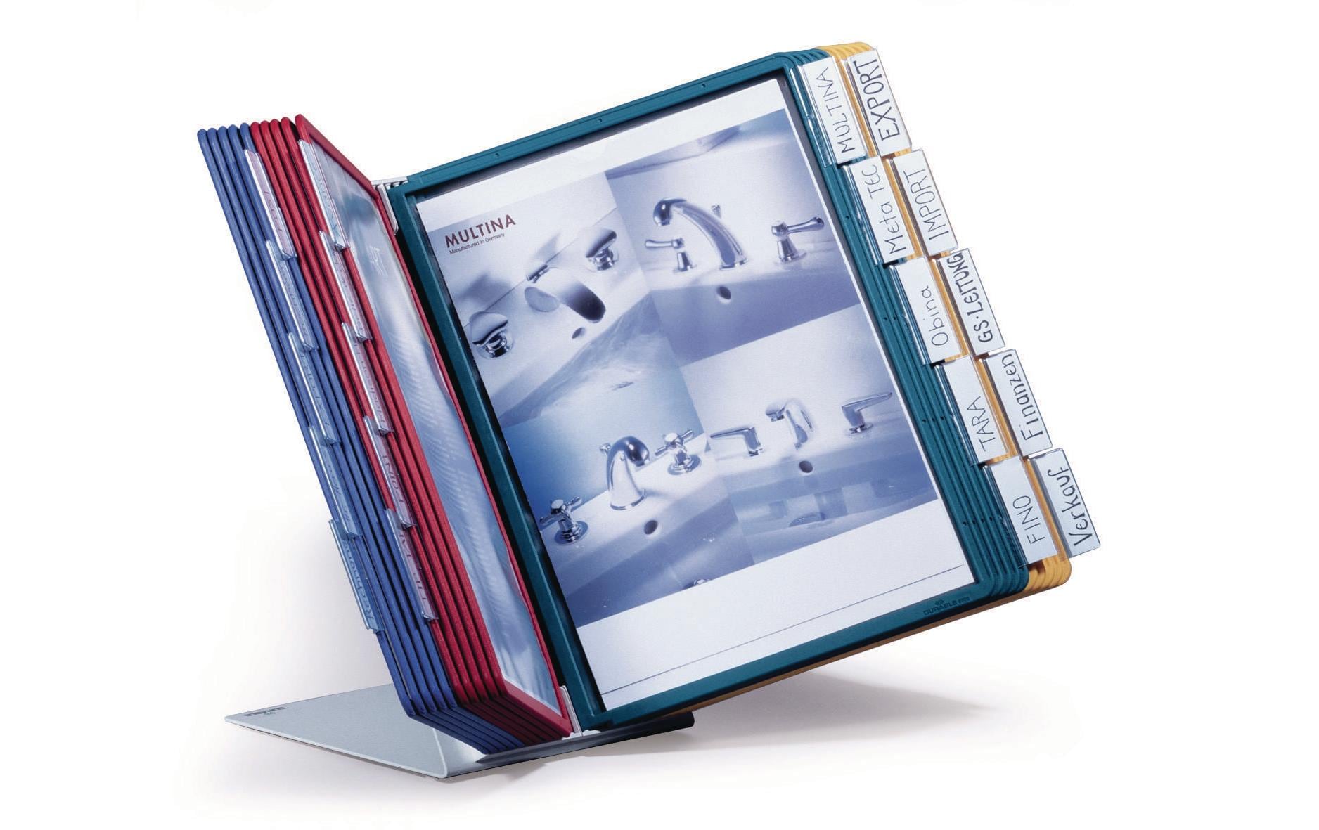 Durable Vario Display System table 20 Sichttafeln aus Stahl, farbig sortiert