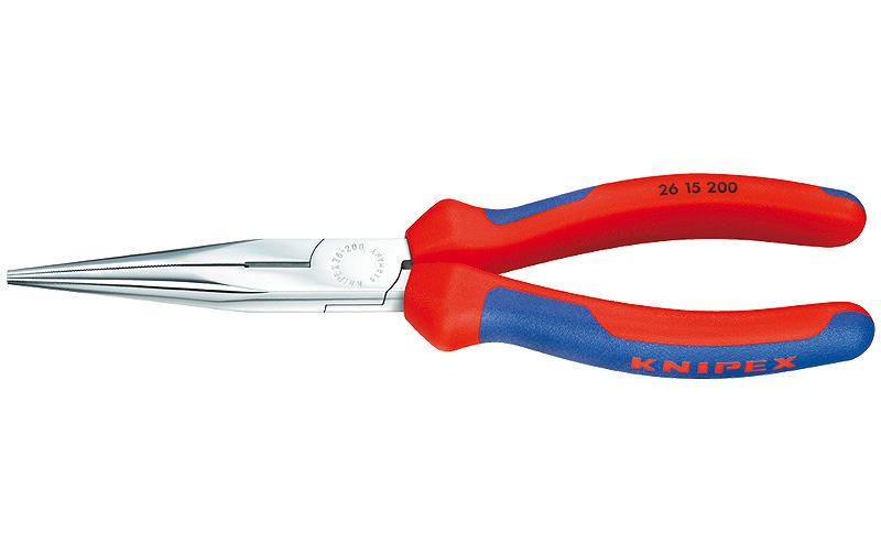 Knipex Flachrundzange mit Schneide 200 mm verchromt mit Mehrkomponenten-Hüllen