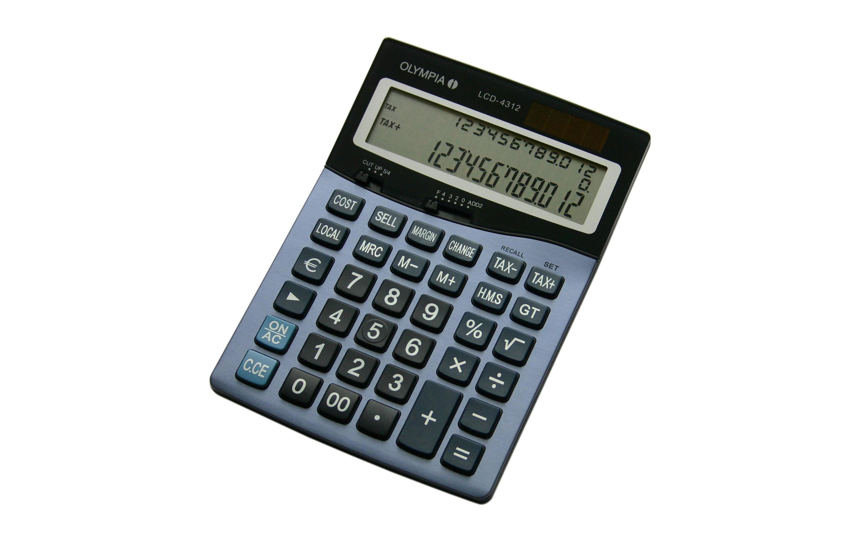 Olympia Tischrechner LCD 4312 Batterie- und Solarbetrieb
