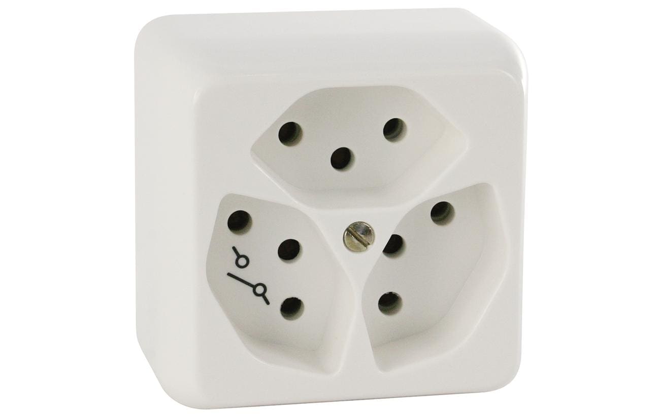 Steffen Steckdose 3xT13G, AP, weiss 1x getrennt, weiss
