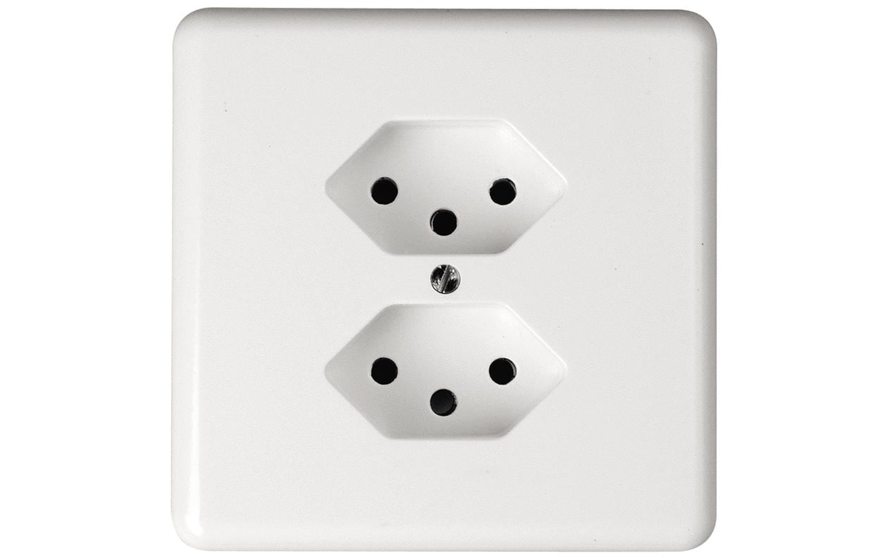 Steffen Steckdose 2xT13, UP, weiss Komplettset mit Rahmen