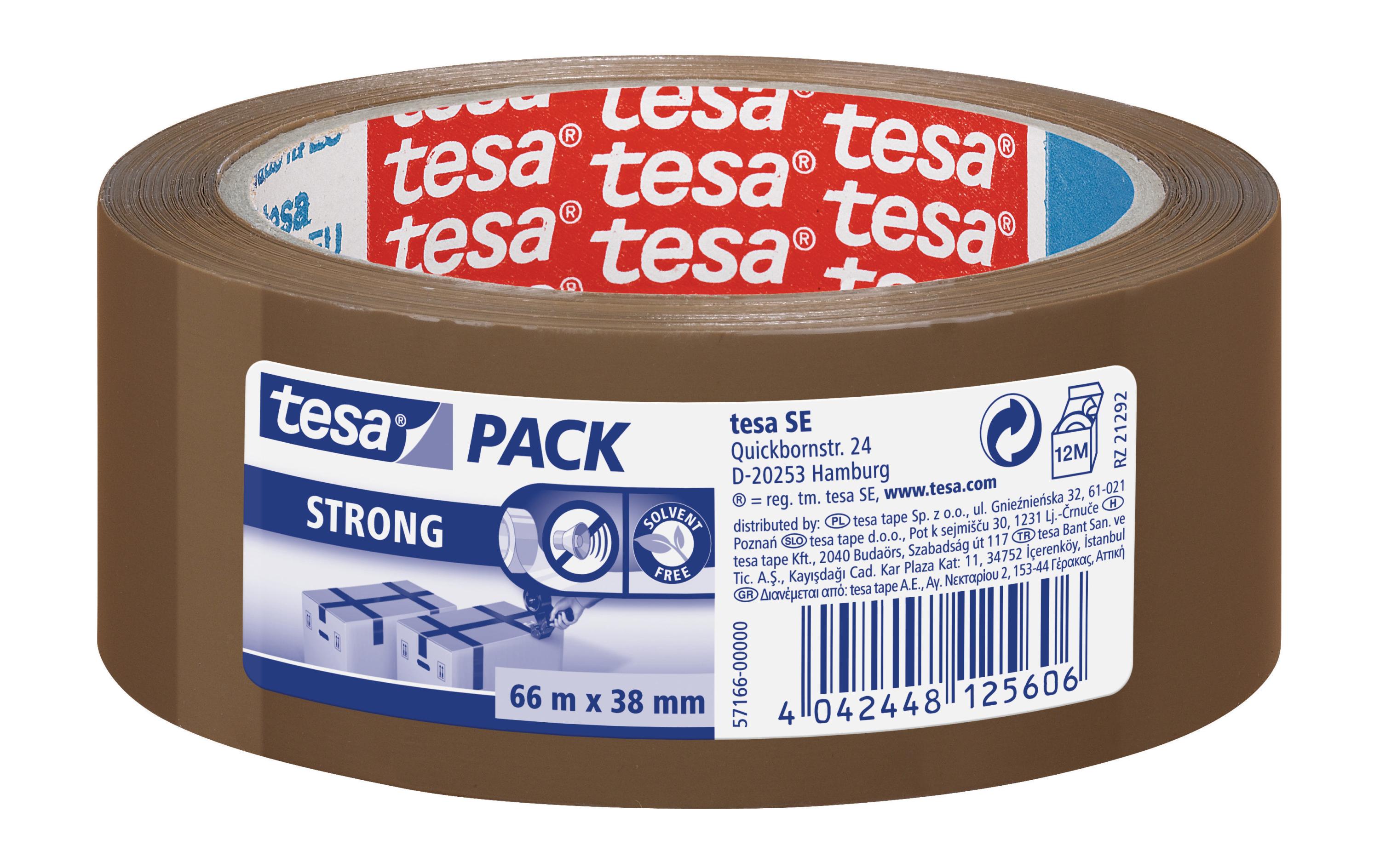 Tesa Paketband strong braun, 66m x 38mm