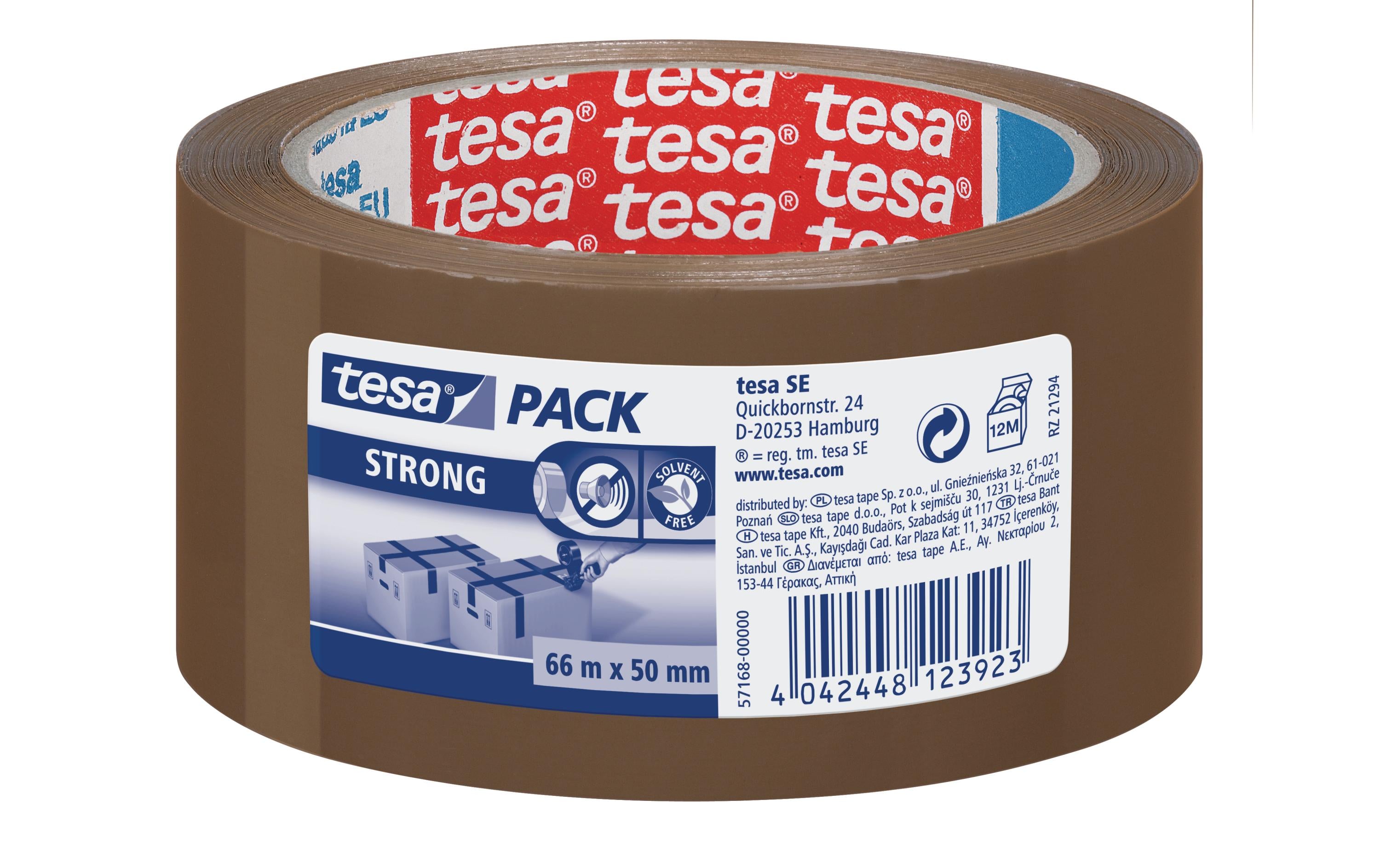 Tesa Paketband strong braun, 66m x 50mm
