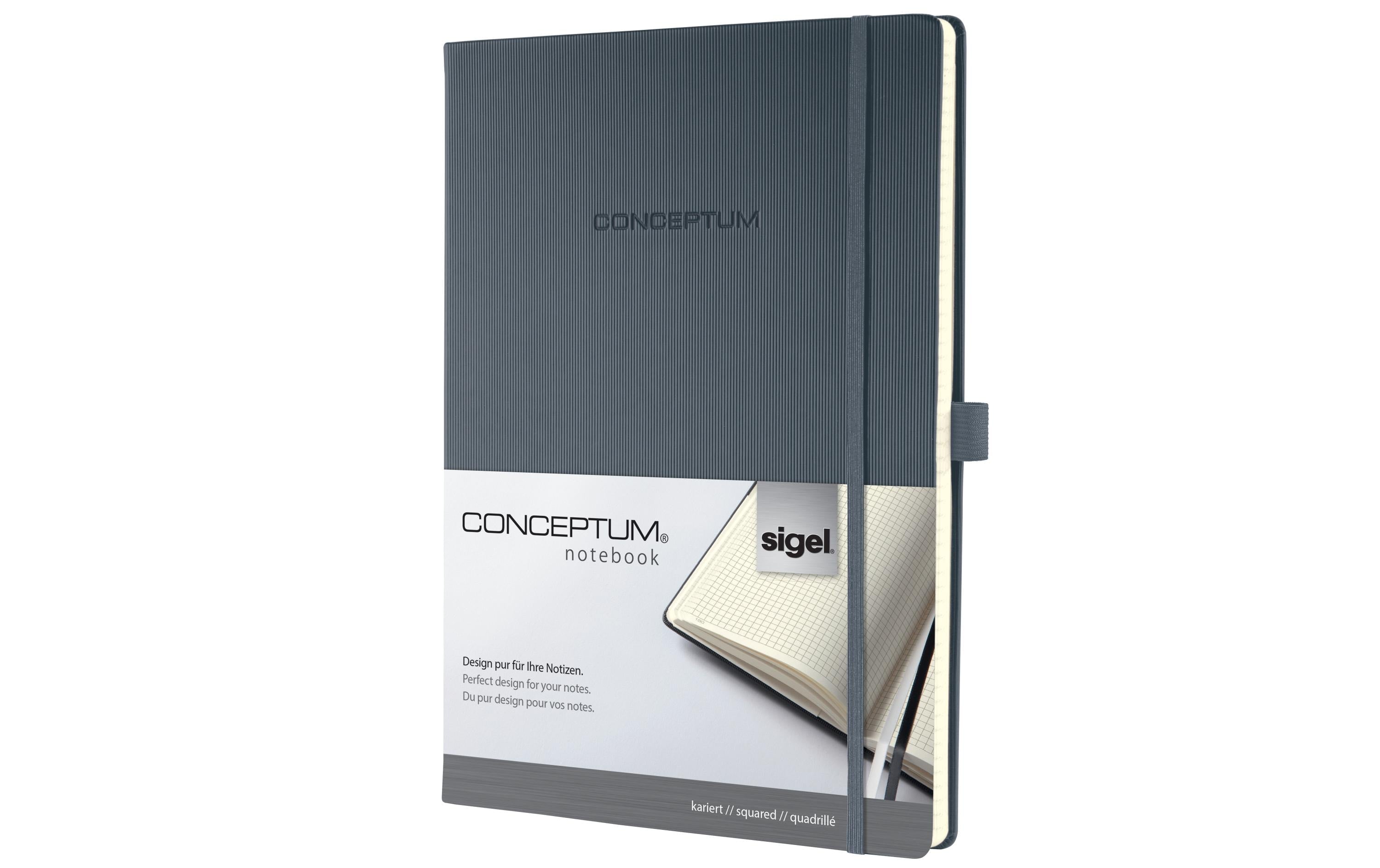 Sigel Conceptum Notizbuch Hardcover A4 194 Blatt kariert, darkgrey