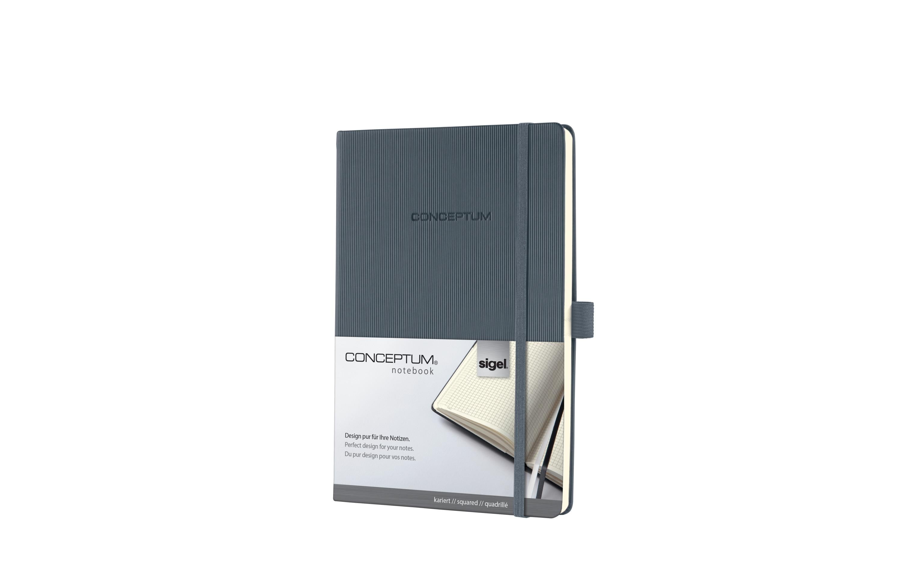 Sigel Conceptum Notizbuch Hardcover A5 194 Blatt kariert, darkgrey