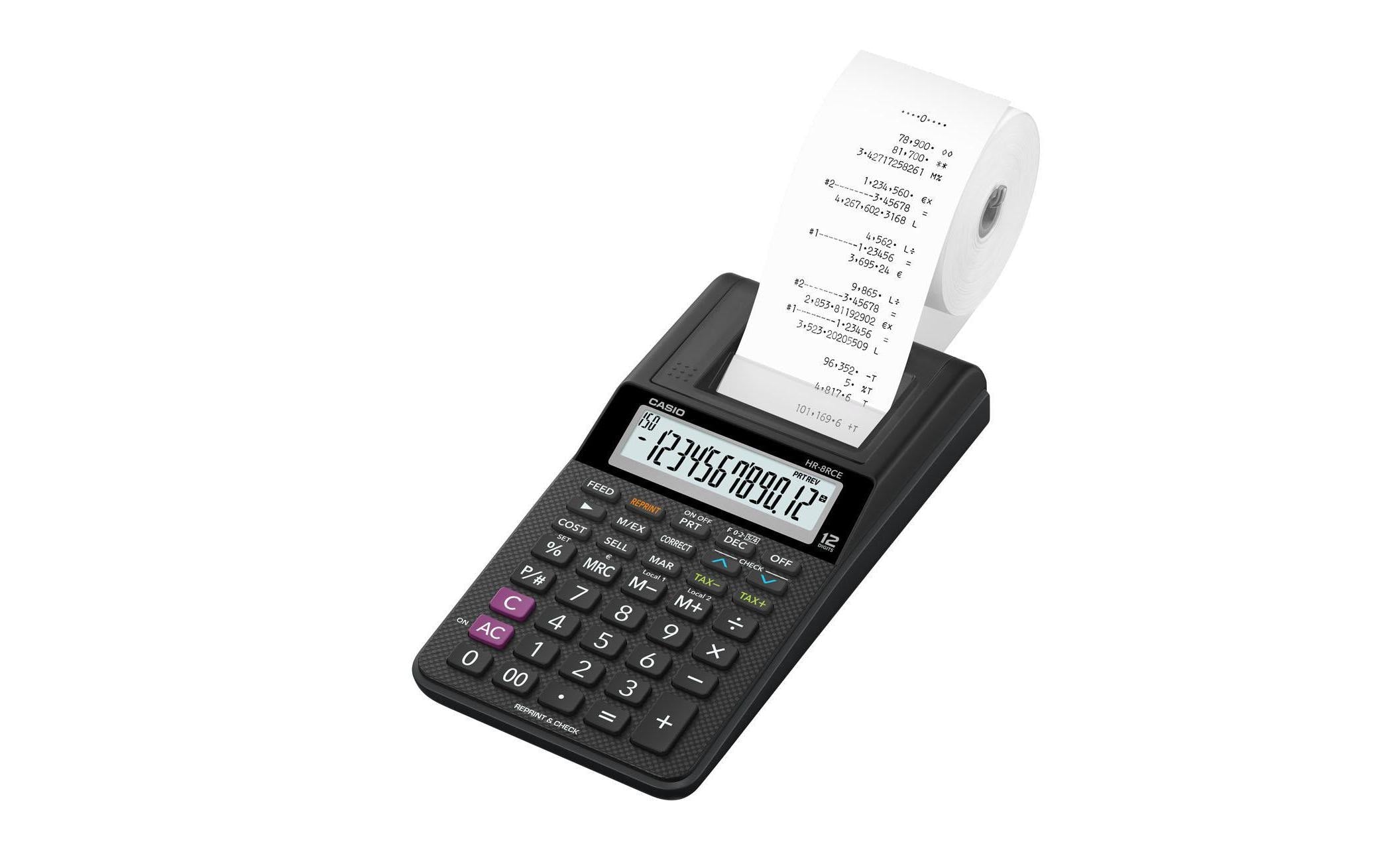 Casio druck. Bürorechner CS-HR-8RCE-BK-S schwarz