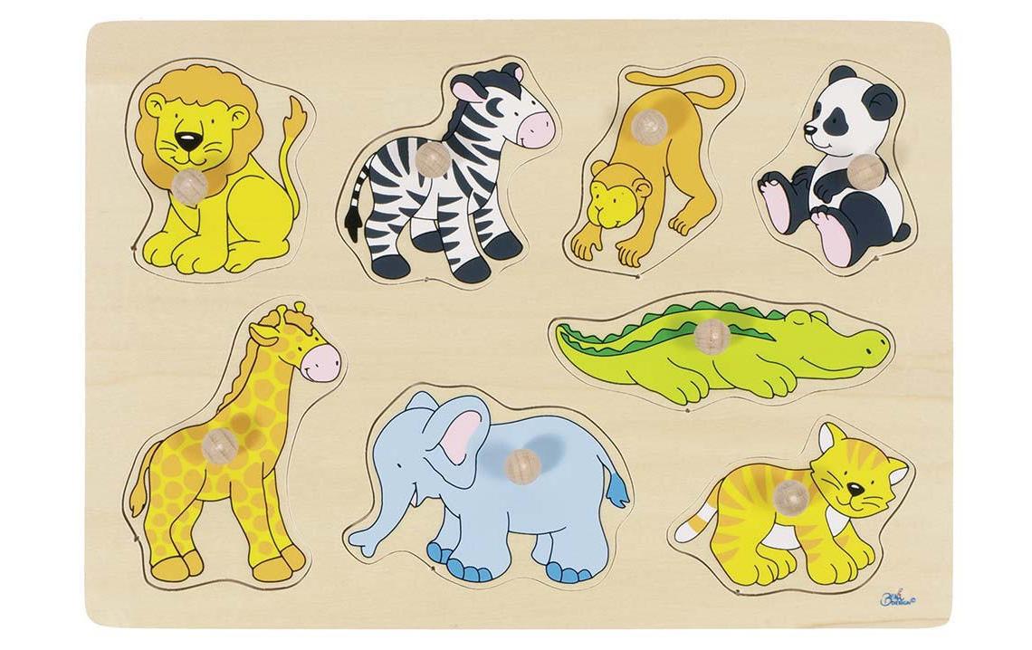 Goki Steckpuzzle Zootiere 30 x 21 x 0,8 cm, Holz, 8 Teile