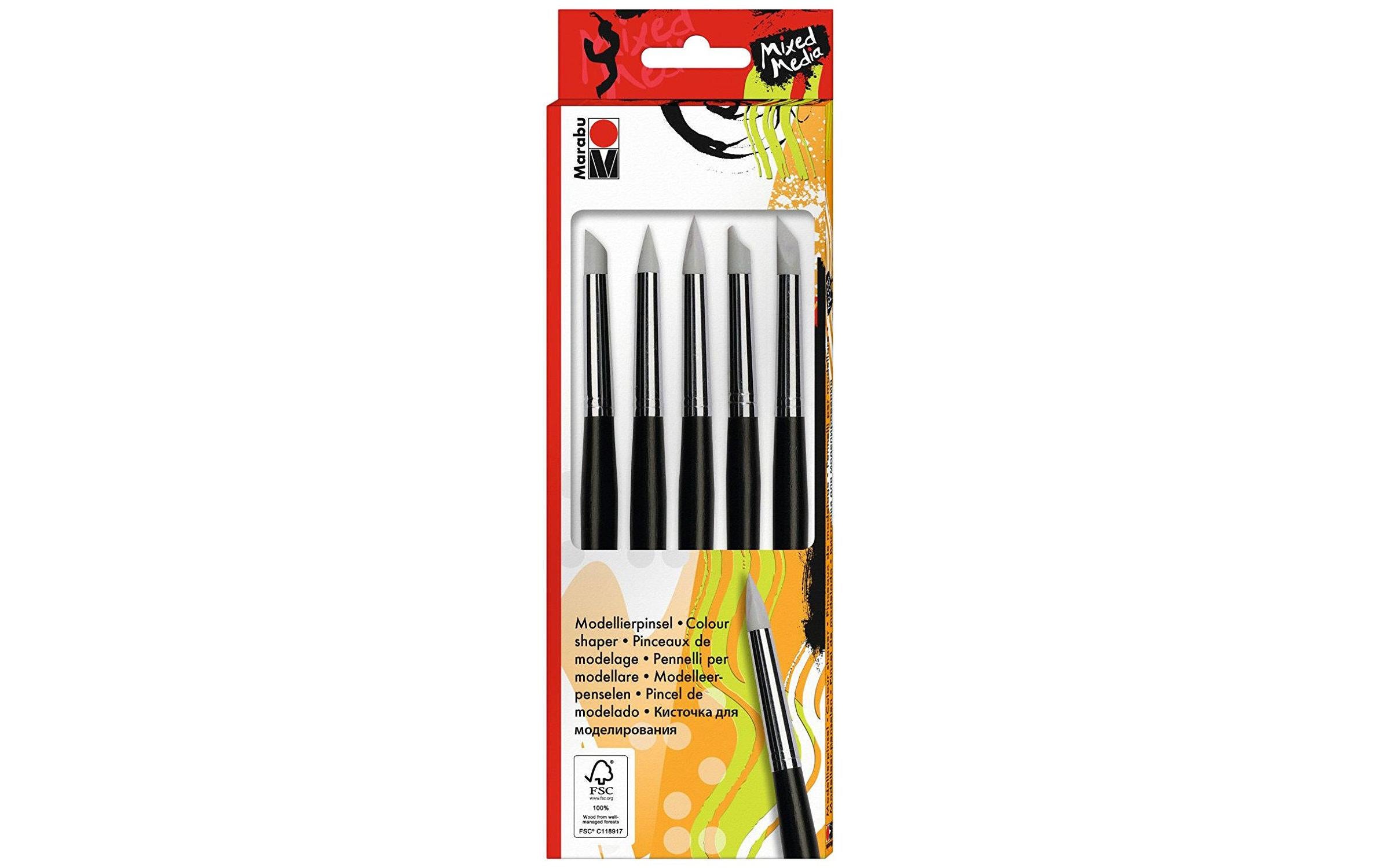 Marabu Modellierpinsel-Set 5 verschiedene Silikonspitzen
