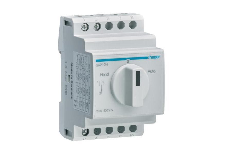 Umschalter 1 polig Hand-0-Auto Ausschalter 0/2L, weiss