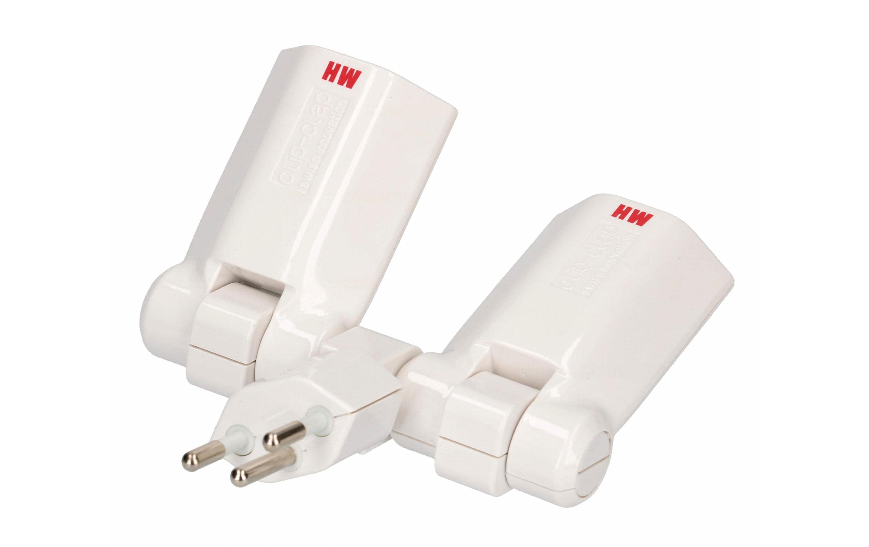 Abzweigstecker Clip-Clap 2xTyp13, weiss einzeln klappbar 180° (vertikal)