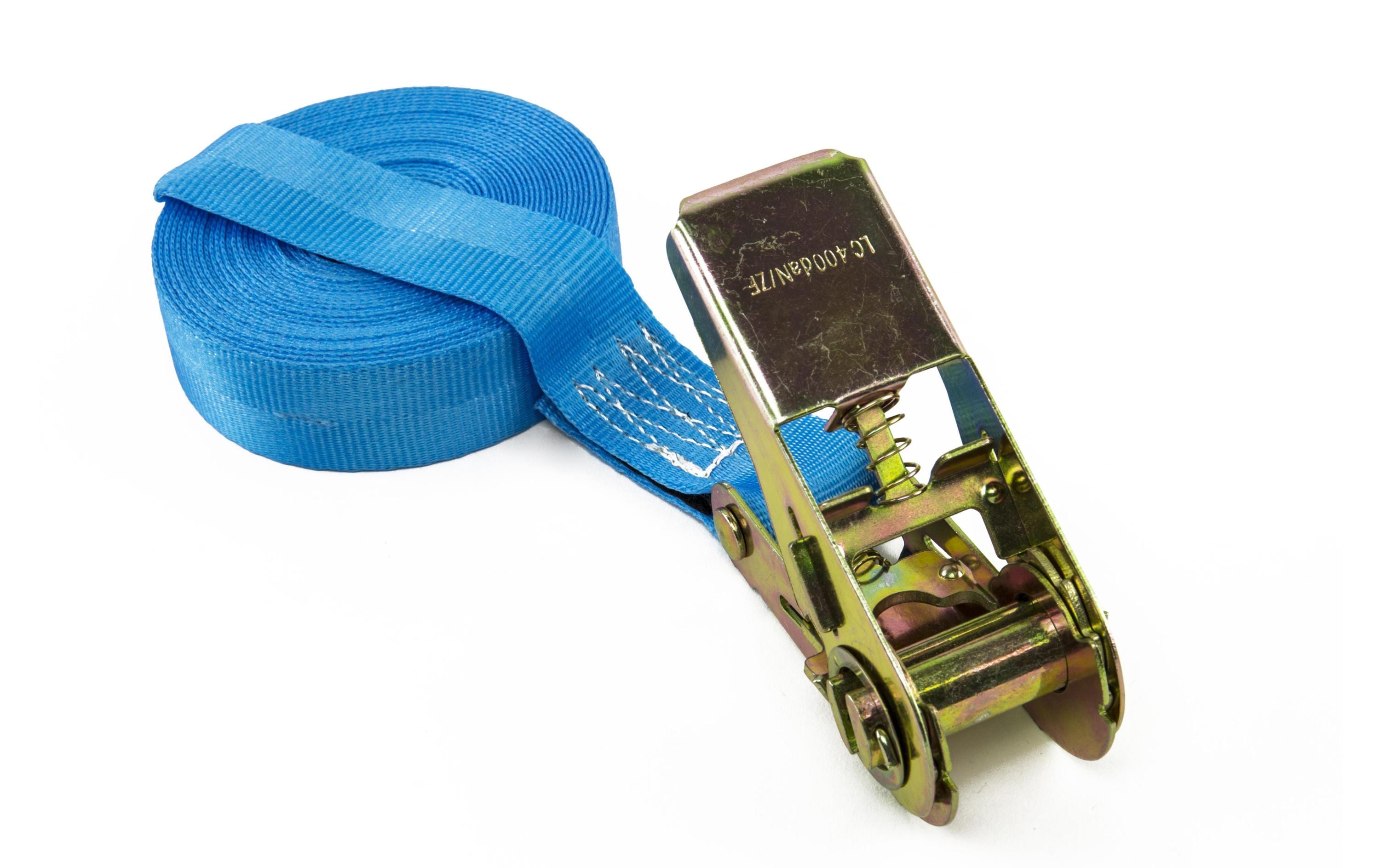 Umreifungsgurt 25mm, L:8.00m, einteilig LC 800 daN, Ratsche, Blau