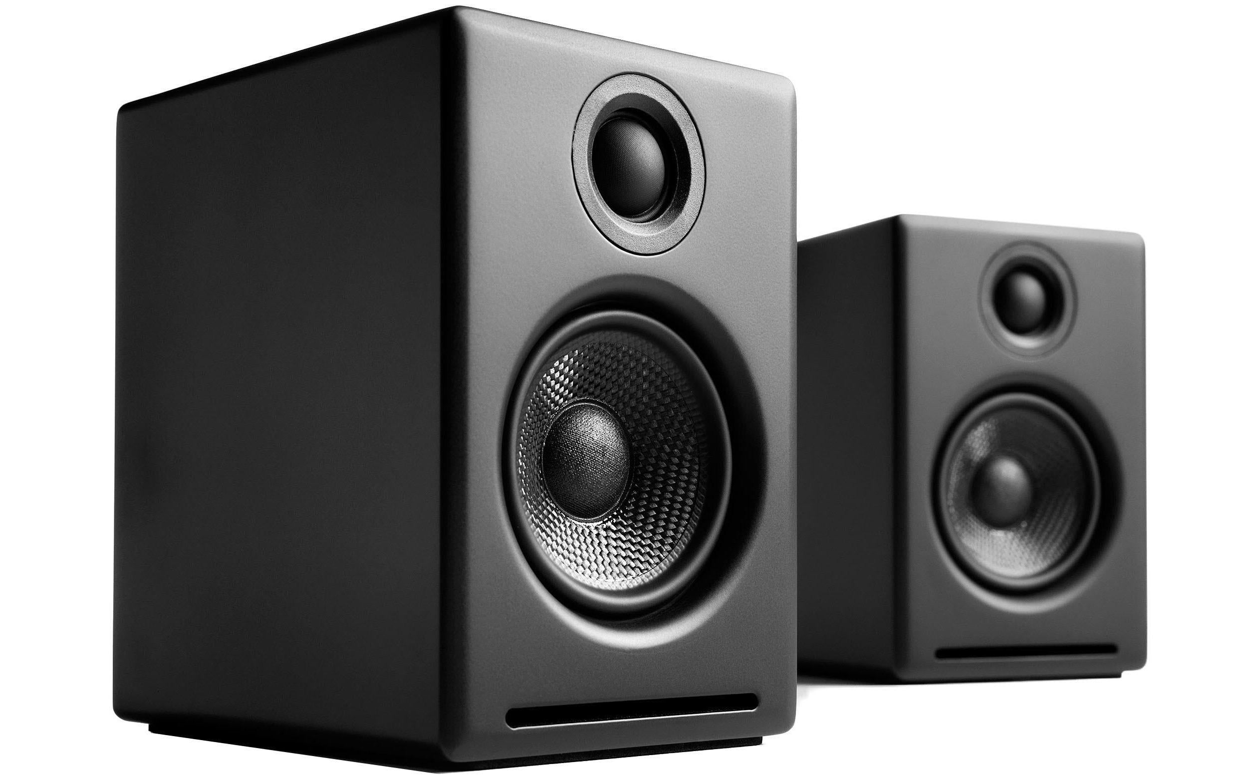 Audioengine A2+ Wireless Paar, Schwarz Regallautsprecher, 15W, 3.5mm & Cinch In