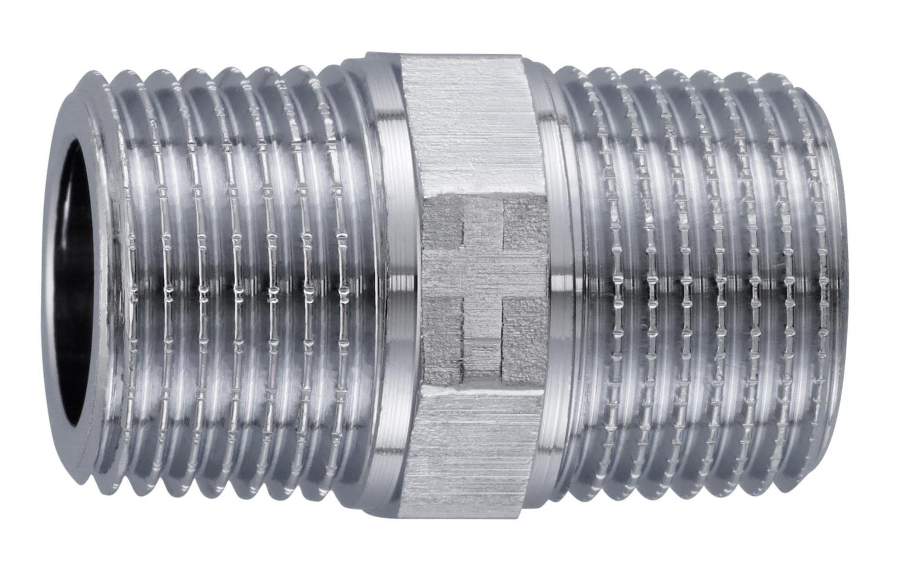 mateu Doppelnippel konisch ISO 7/1 Rotguss verchromt