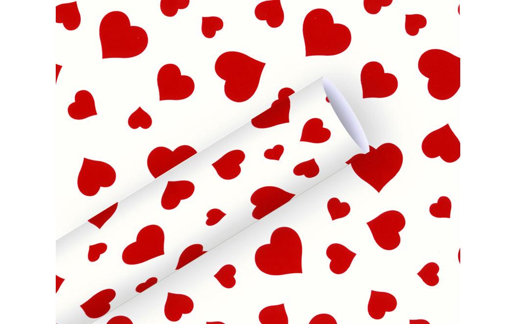 B+C Geschenkpapier 80g/m2, 70cm x 2 m Lovely weiss rot