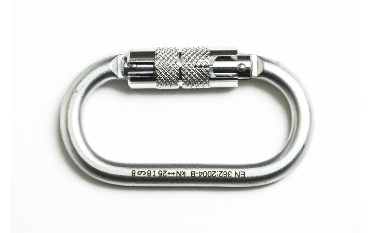 Stahlkarabiner mit Twistlockverschluss, EN 362, 108 x 57 mm, mit Öffnung 18 mm