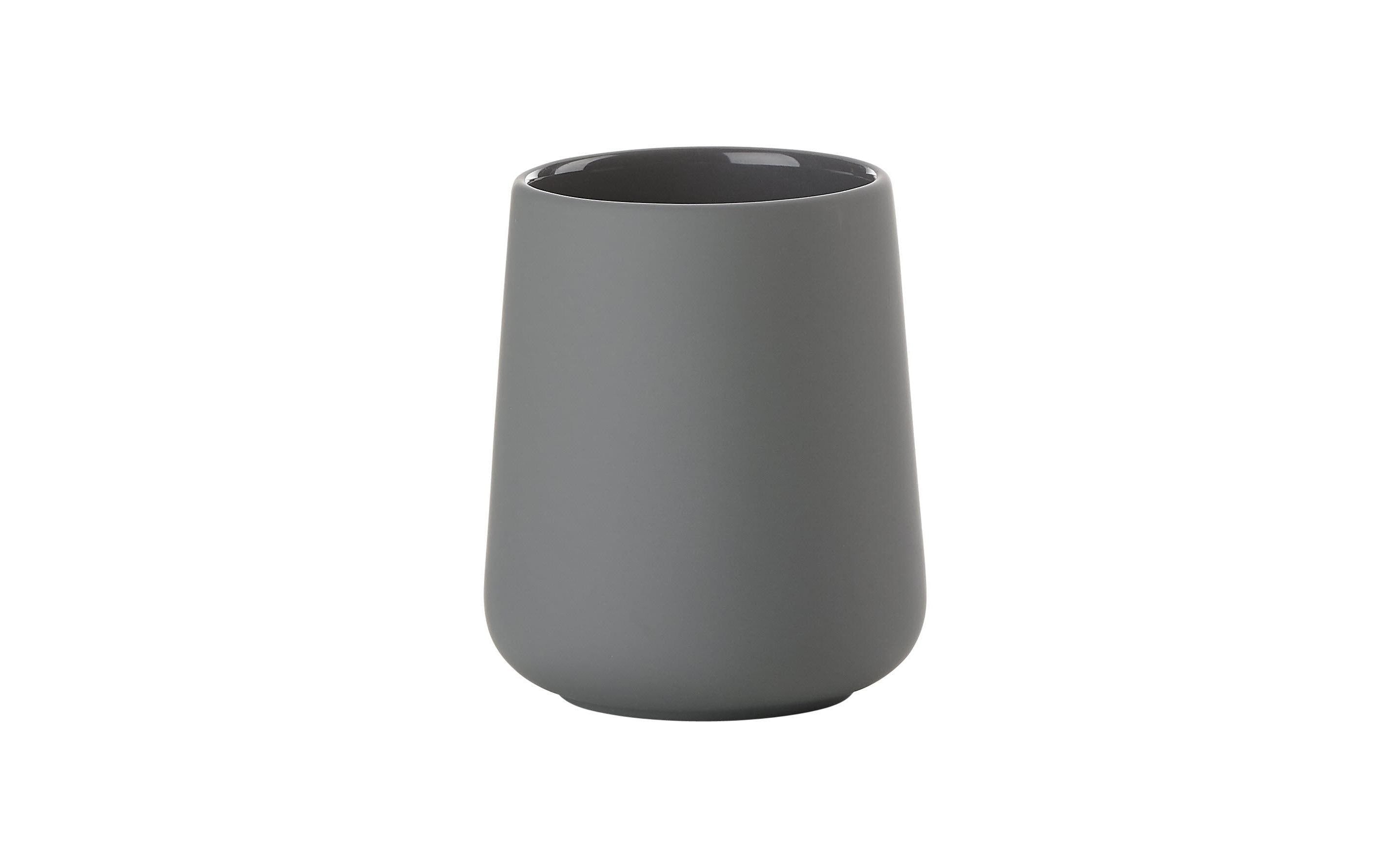 Zone Zahnputzbecher Nova One grau H:10cm D:8cm, Steingut
