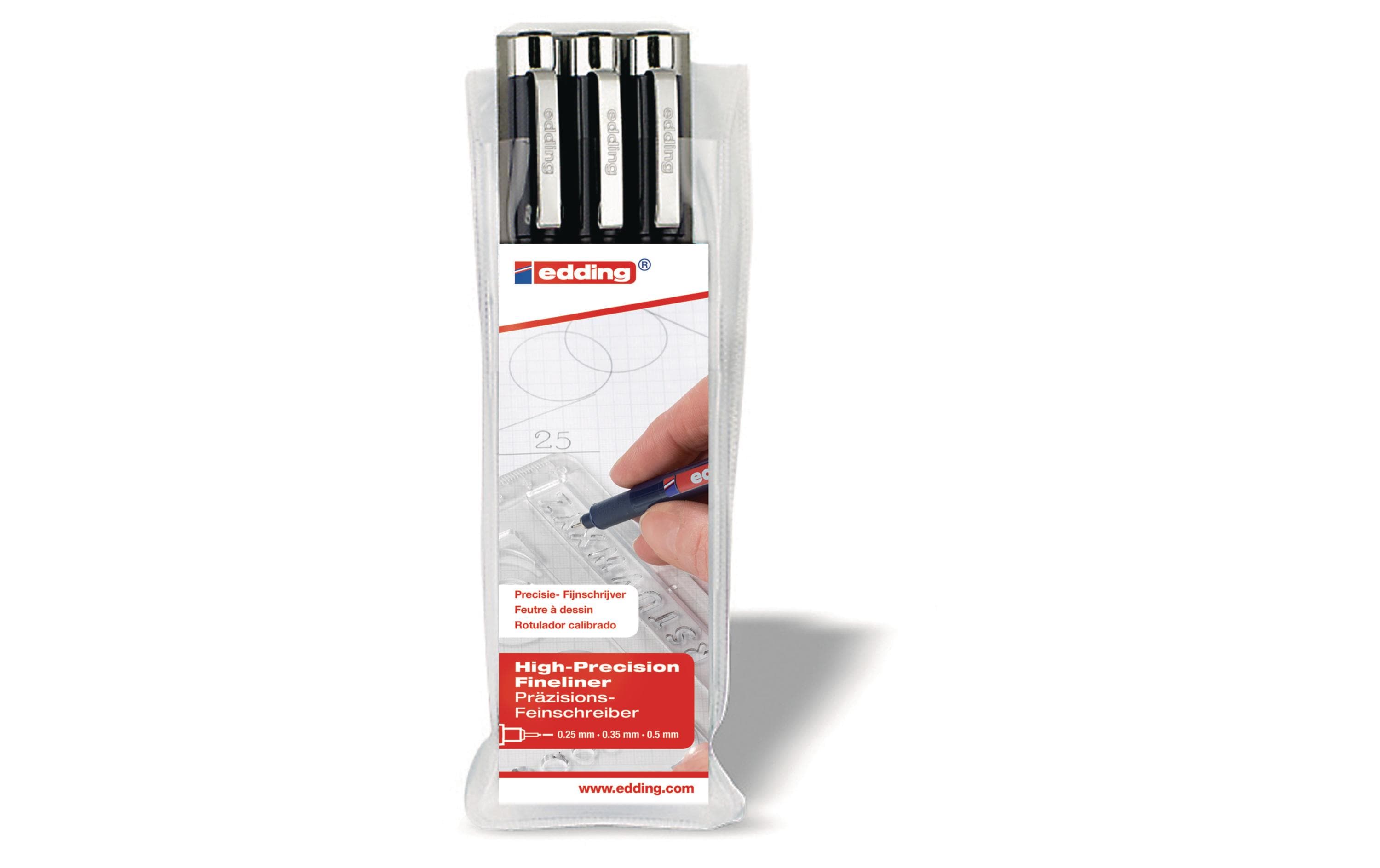 Edding Profipen 1800 3er-Set schwarz 0.1mm, 0.25mm, 0.3mm