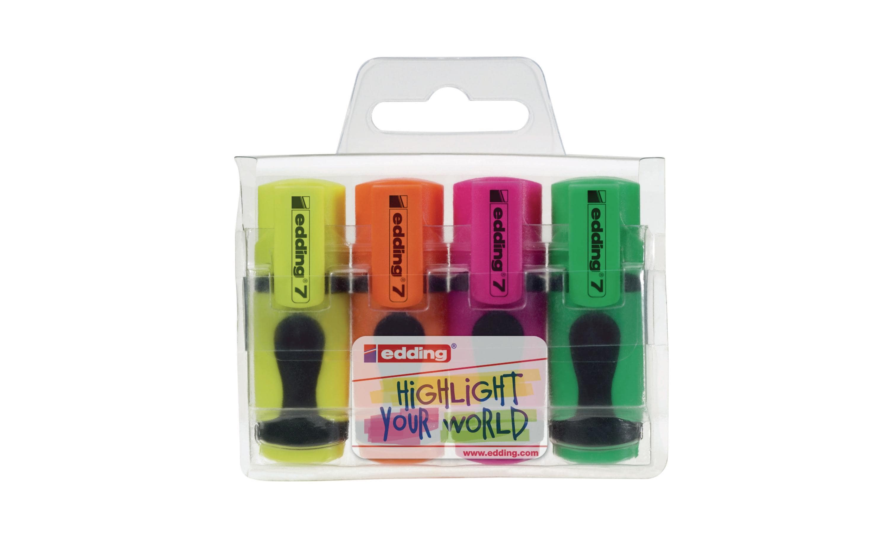 Edding Textmarker 7 Mini 4er-Set blau, pink, gelb, orange