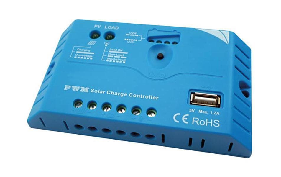 Velleman SOL10UC3 PWM-Solar-Laderegler 12 / 24 V, mit 5 VDC USB-Port