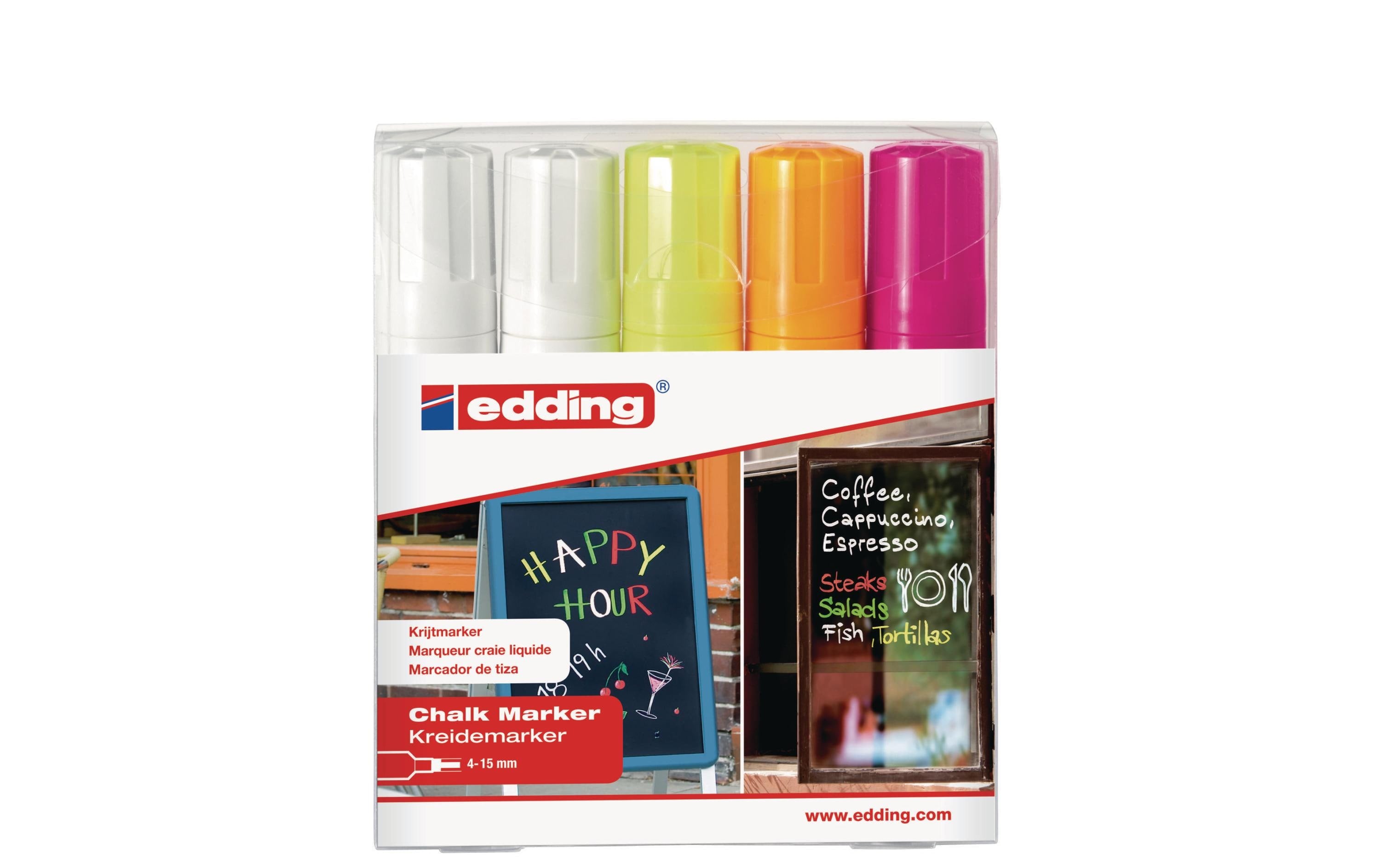 Edding Kreidemarker 4090 5er-Set 4-15mm Keilspitze, assortiert